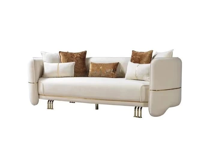 # New Design Modern Seats Sofa Set Furniture Couches Luxury Living Room Sofa with Stainless Steel Gold Legs