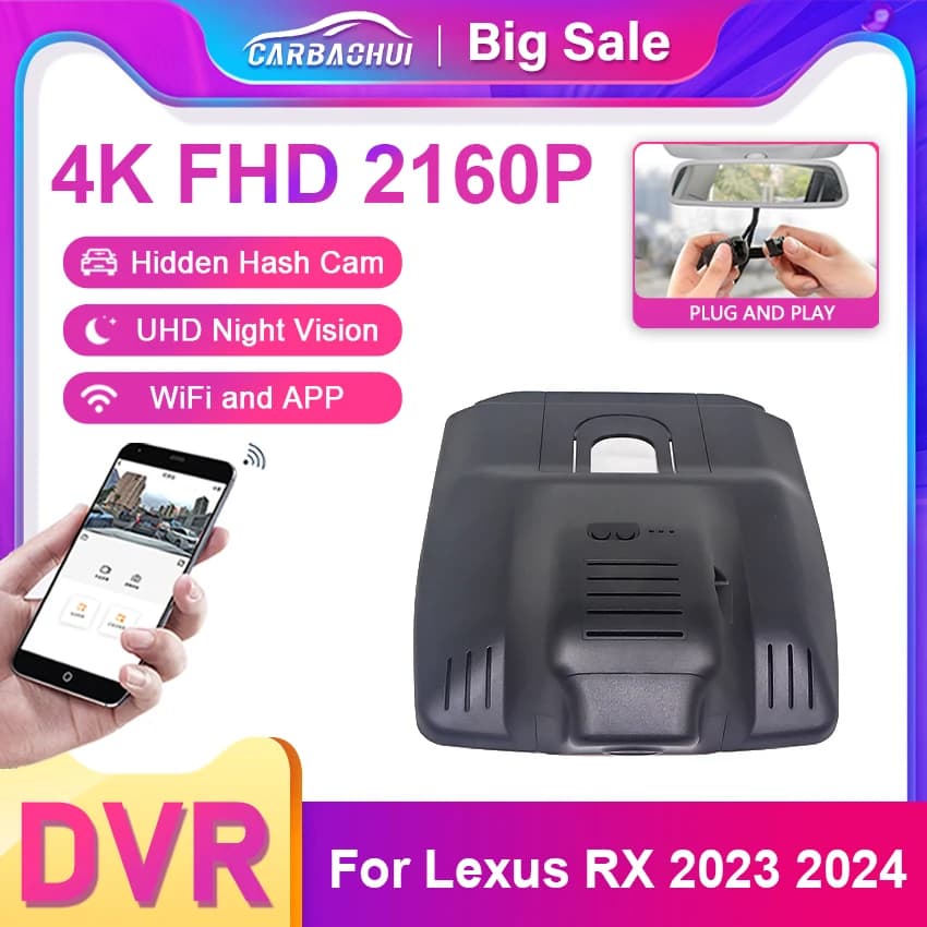 For Lexus RX 500H 350H 2023 2024 Front & Rear 4K Dash Cam for Car Camera Recorder Dashcam WIFI Auto Dvr Registration Devices