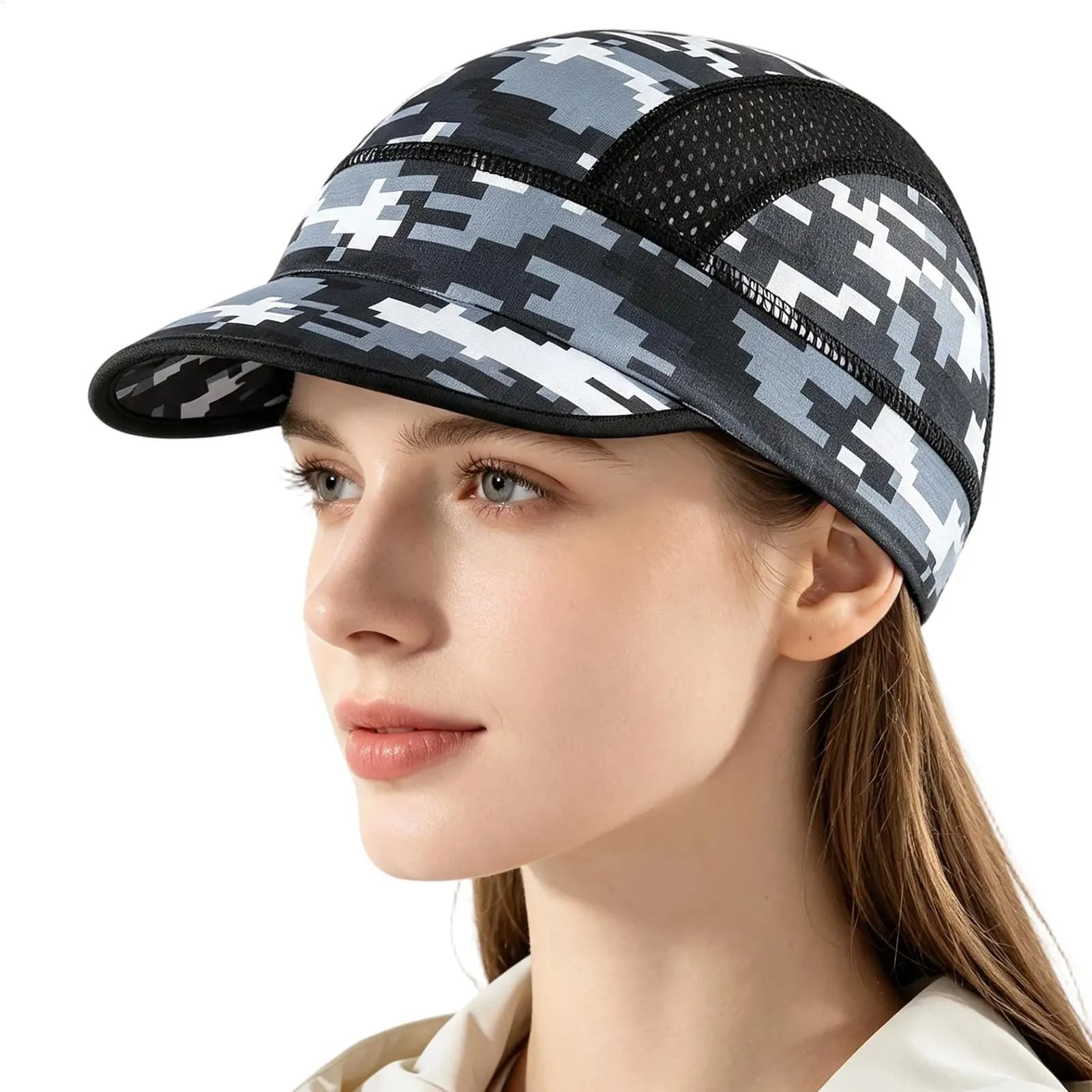 Helmet Liner Sweat-Wicking Mesh Lightweight Camouflage Headwear Cycling Sports Hard Hat Wrap for Summer Biking Motorcycle Hiking