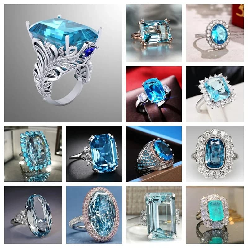 2026 Nuovo anello con zirconi blu mare - Festa di nozze personalizzata Splendidi accessori di interesse speciale per le donne