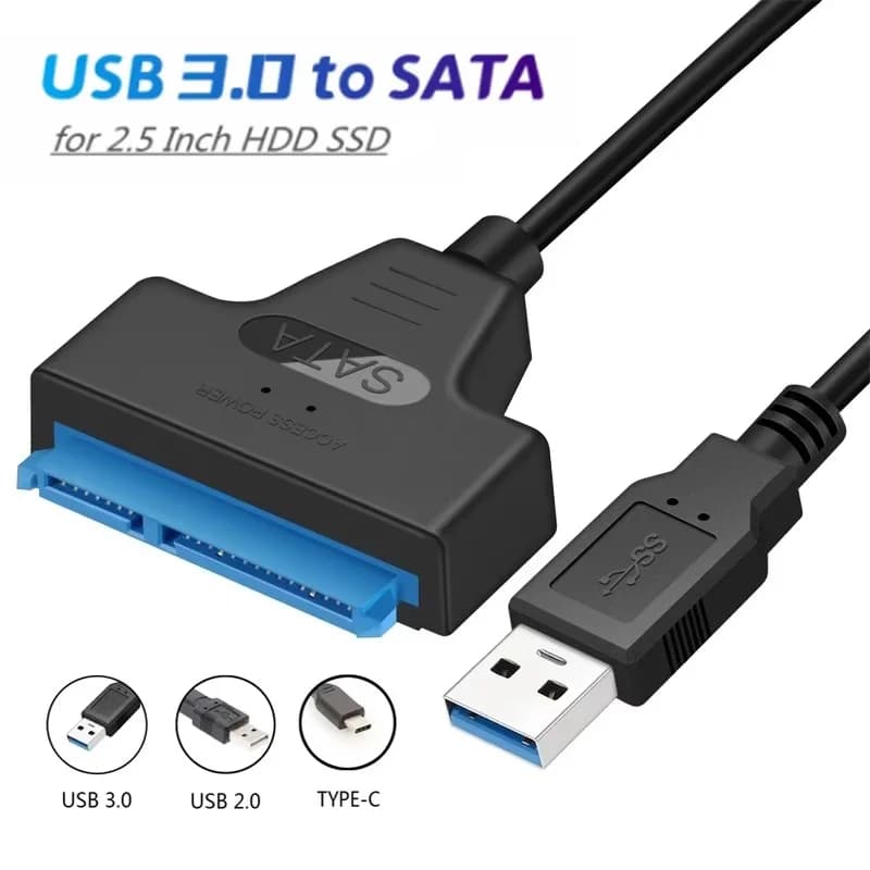 Cavo Adattatore SATA a USB 3.0/2.0, Connettori per PC, Cavo di Prolunga per SSD/HDD Esterno da 2,5 Pollici, Adattatore USB a 22 Pin