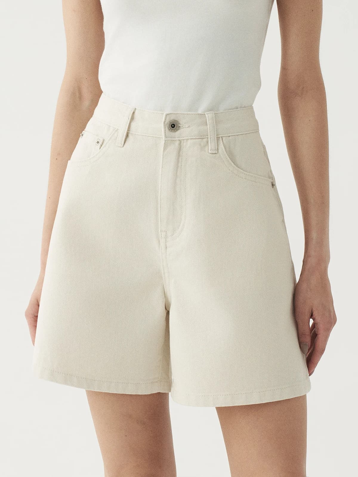Shorts in denim di cotone a vita alta da donna, estivi, sottili, ampi, snellenti, casual, versatili, collezione primavera