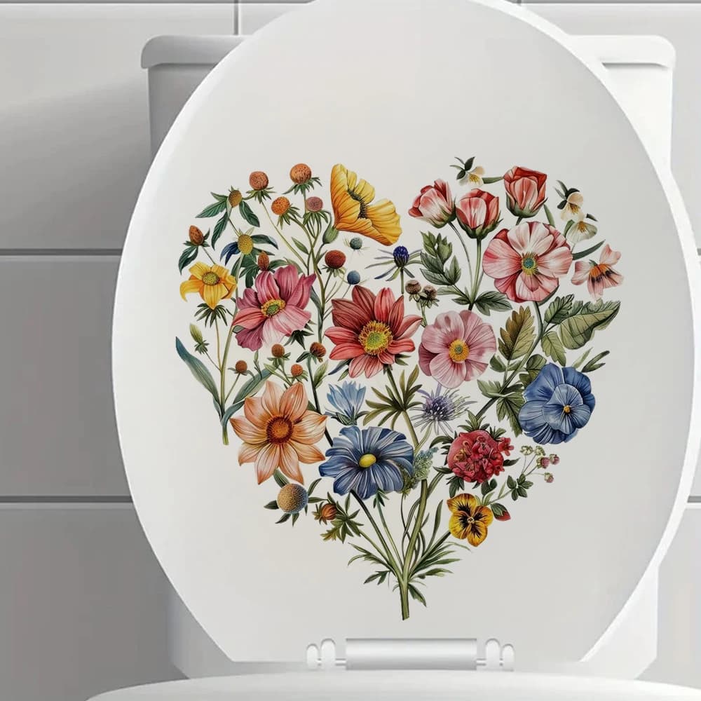 QT3318 # Disegni Floreali a Cuore per Sublimazione, Decorazione Luminosa per Bagno, Adesivi in Vinile, Carta Artistica, Uso Interno ed Esterno