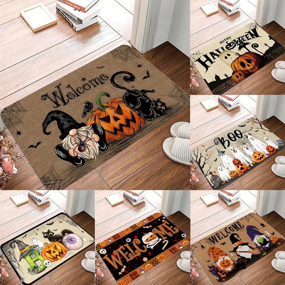 VIKAMA Halloween Welcome Mat Fantasma Pumpkin Kitchen Bedroom Carpet Outdoor Entrance Carpet Festival Home Decoration