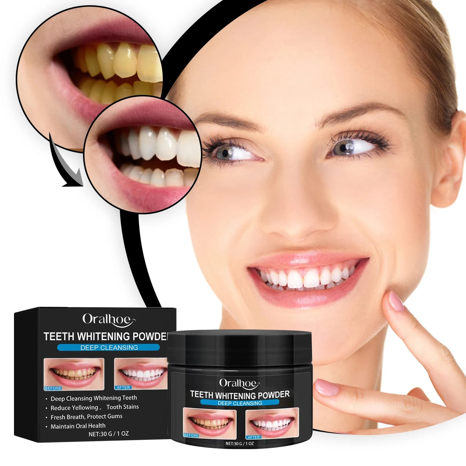 Carbon Whitening Powder Tooth Cleansing Dentral Calculation Macchies Improve Yellow Tooth Remove Bad breath Bright White Tooth