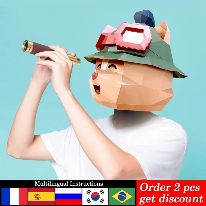 LOL Cute Teemo Mask Paper Model,Small Size,3D Papercraft Art Costume Party Cosplay,Handmade DIY Origami Craft RTY162