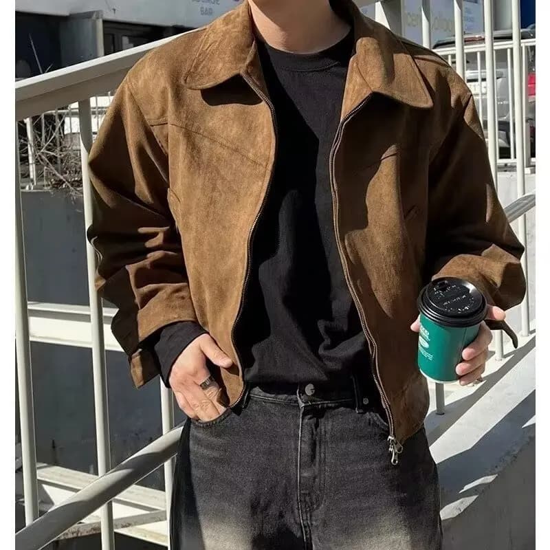 Coat Spring and Autumn Fashion Men's Retro Short Jacket Loose Casual Jacket