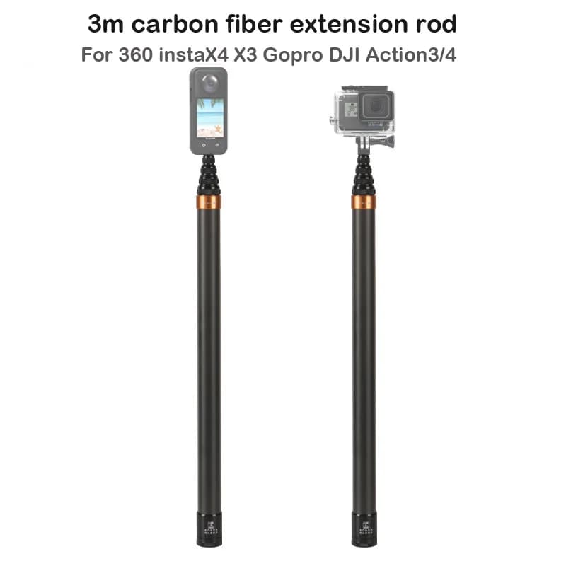 Carbon Fiber Invisible Extended Edition Selfie Stick for Insta360 X4 GO3 Action 4 Accessories 300CM for DJI GoPro Selfie Stick
