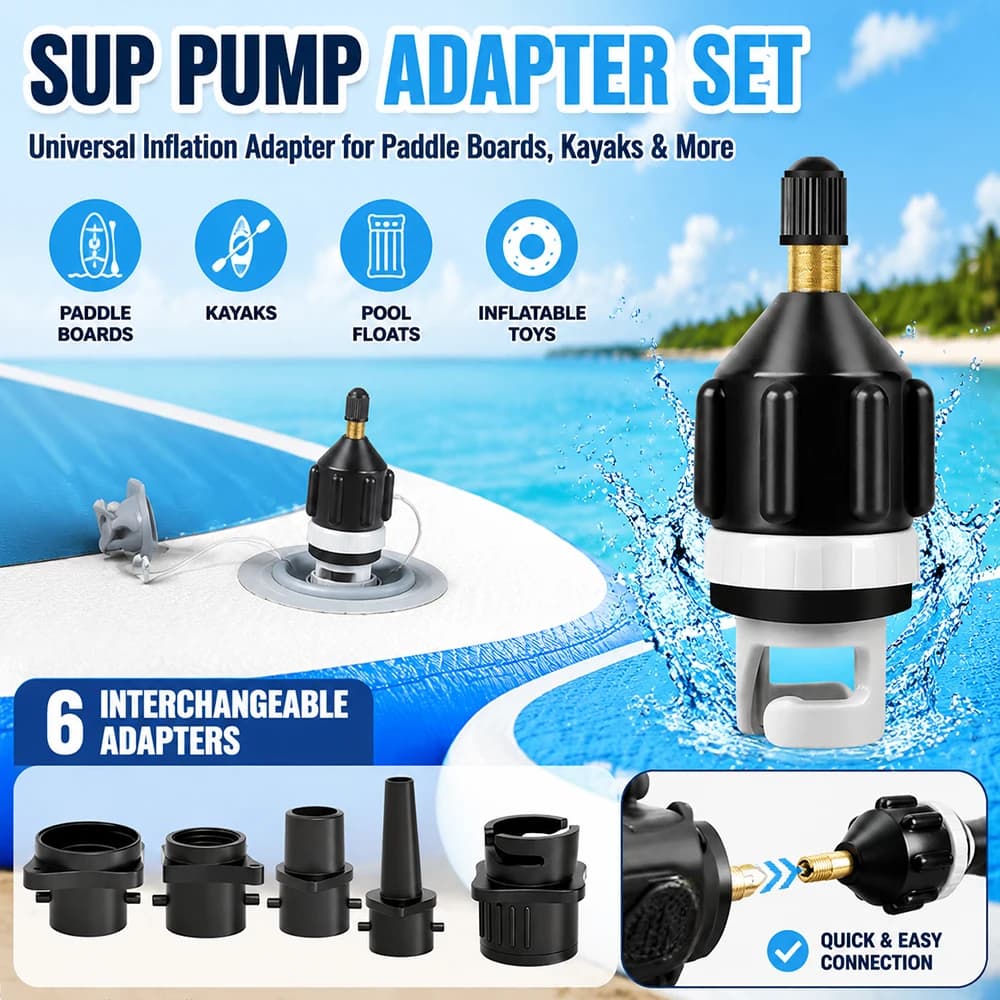 Kit Adattatore Valvola Aria Multifunzione 1 Pezzo/6 Pezzi, Accessori per Paddle Surf, SUP, Kayak, Barca, Adattatore per Pompa Gonfiabile, Connettore Combo