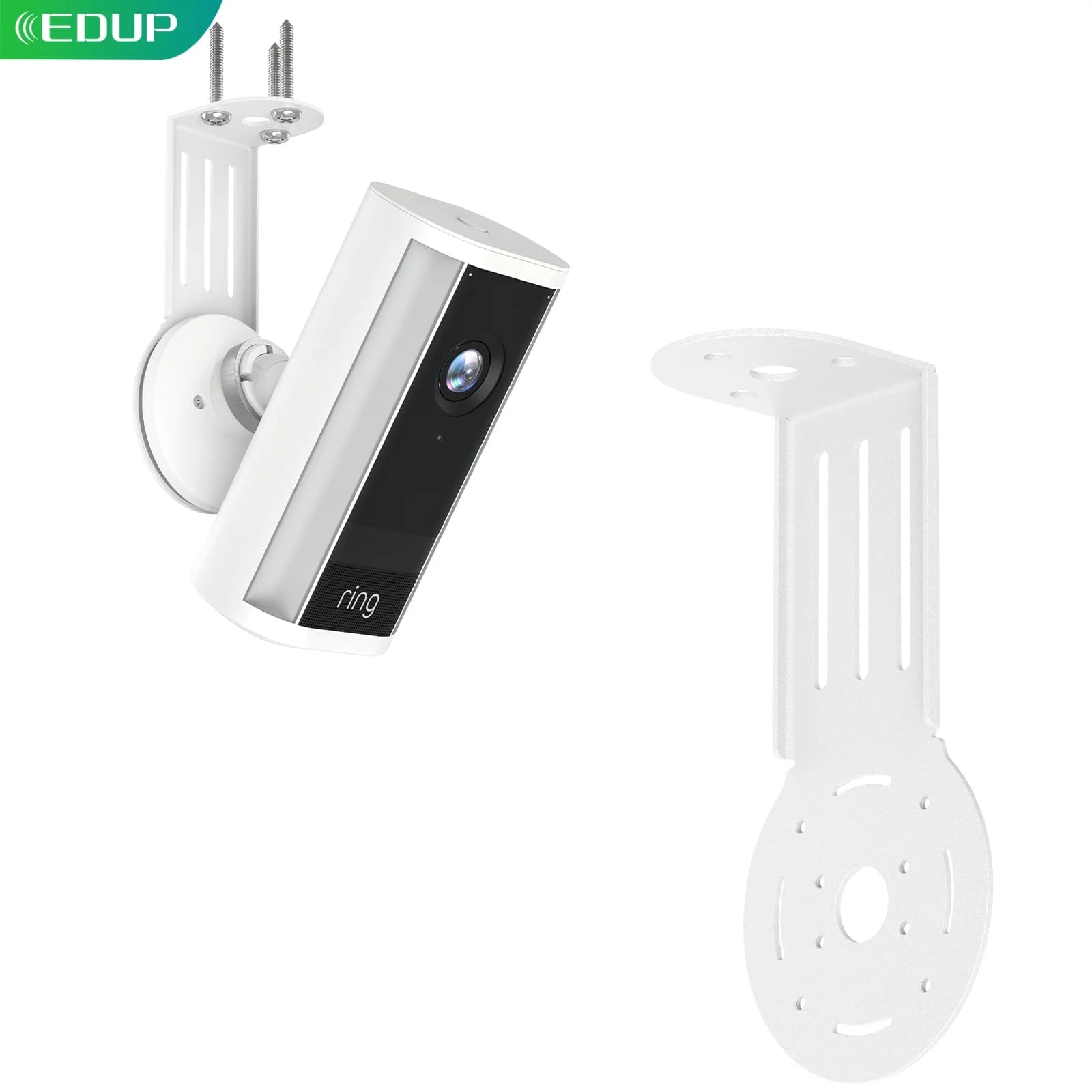 Supporto per Telecamera di Sicurezza EDUP WT1228 Bianco, Angolo Regolabile, Resistente alle Intemperie, Universale in Metallo per Uso Esterno e Interno
