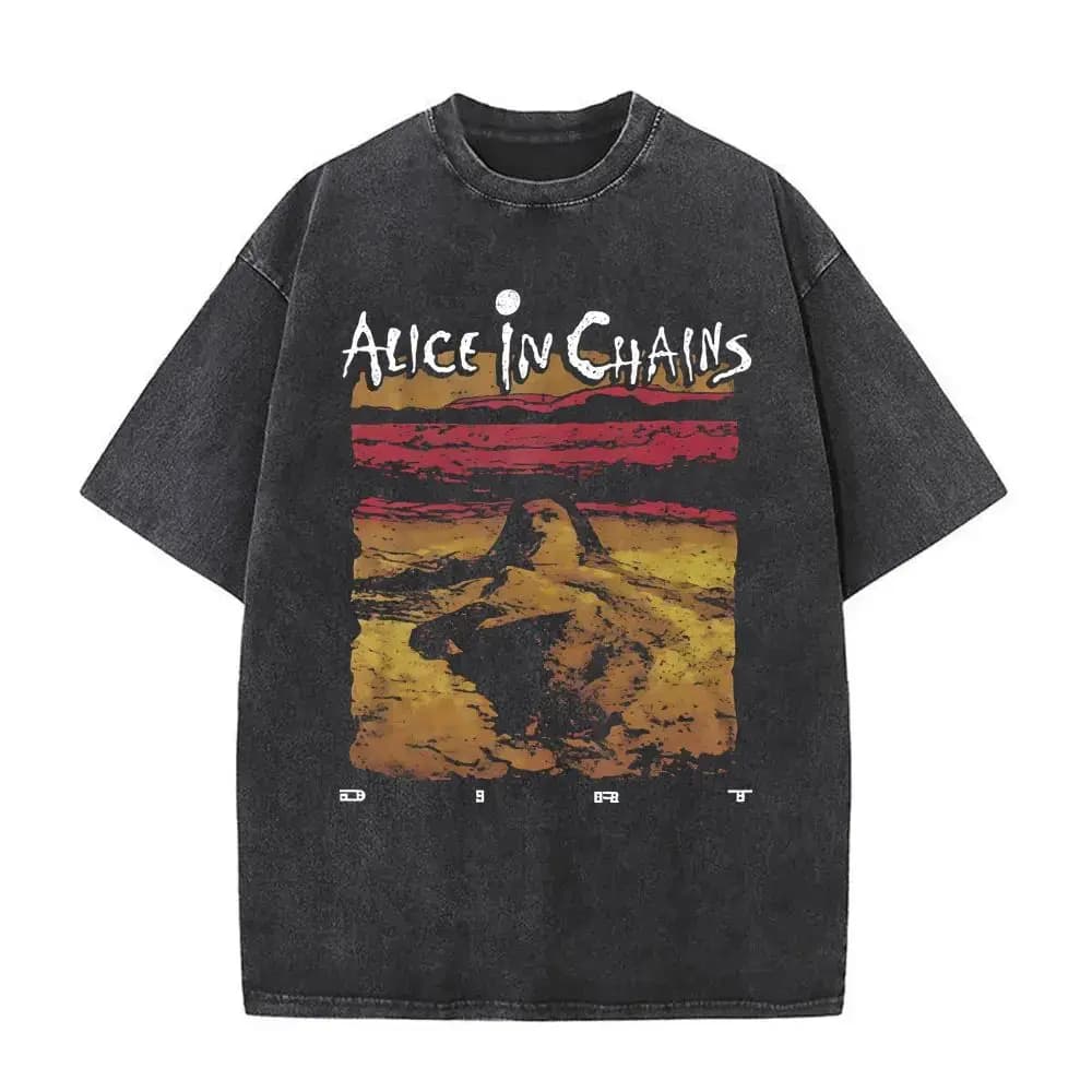 T-shirt Grafica Vintage Lavata Alice in Chains Jar of Flies, Maglietta Oversize Gothic Punk Pop Music