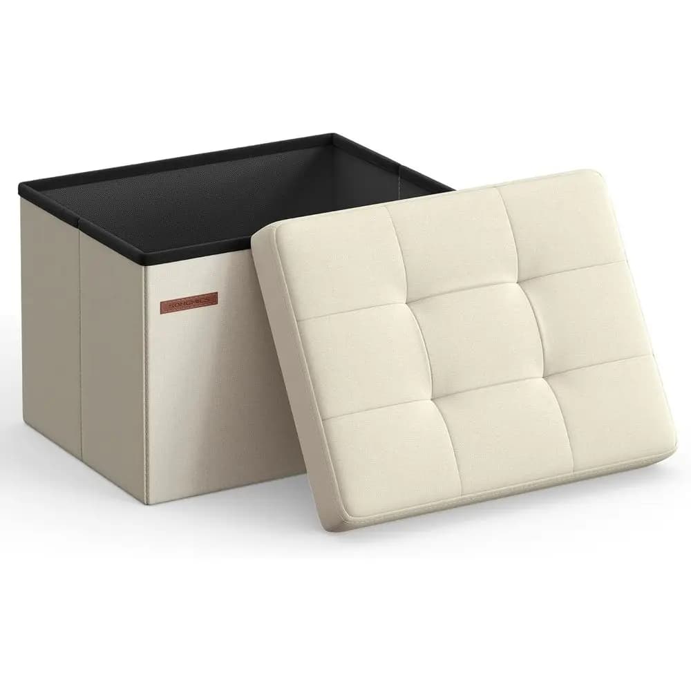 Compact Storage Ottoman, Footrest Stool, 12.2 x 16.1 x 12.2 Inches, Supports 286 lbs, Ideal for Living Room, Bedroom, Home Offic