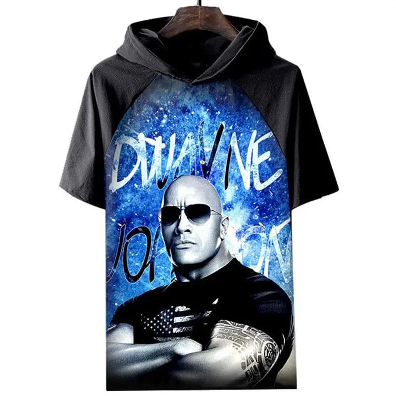 New Release Johnson Short Sleeve Hoodie T-Shirt 3D Printing Cartoon Design Polyester Fabric Breathable Comfortable Unisex