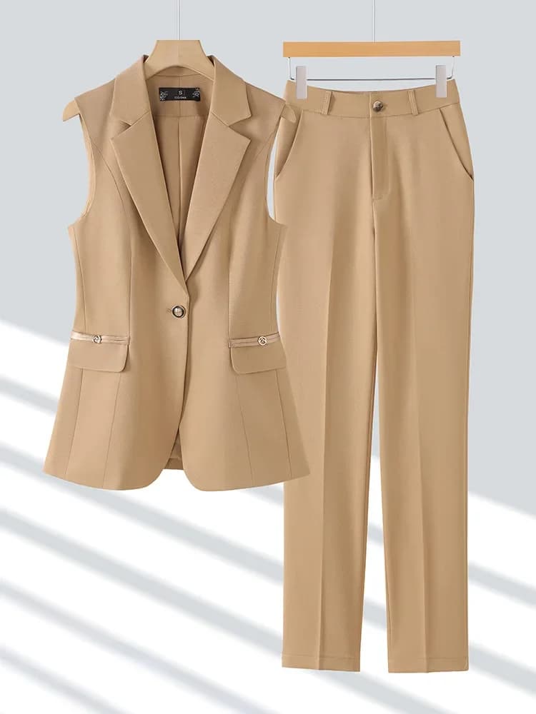 Pop Women Pants Sets Off Shoulder Sleeveless Vest Top Female Pencil Pants Women 2 Piece Set Outfit Elegant Women's Pants Suit