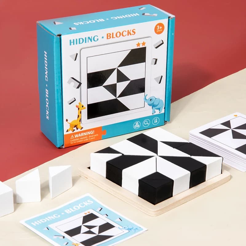 Puzzle 3D in legno Puzzle di forme geometriche Montessori Blocchi di costruzione Bambini Educativi Formazione del pensiero logico Regalo per bambini