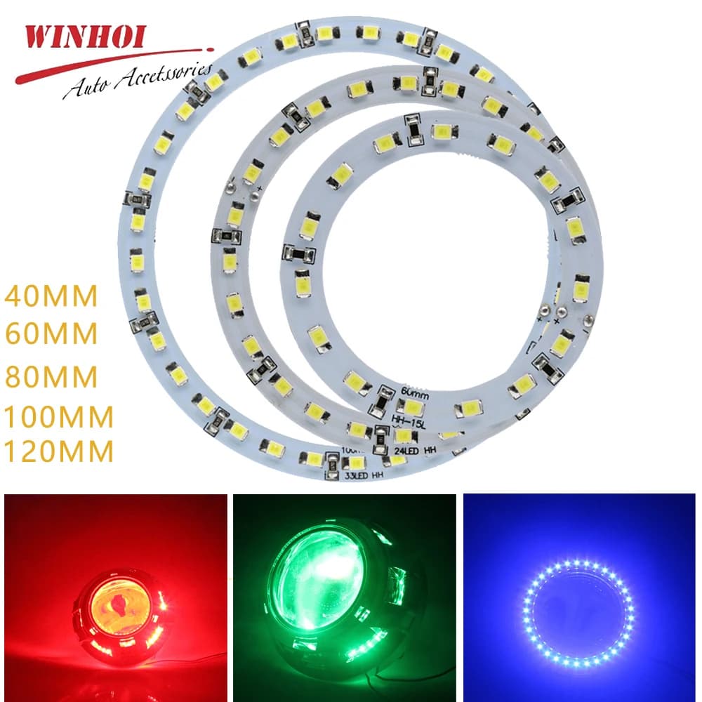 LED Anello Angolo Occhi Auto Faro Halo Luci 1210 3525 Led Angolo Occhi Lampadina 40mm 60mm 80mm 100mm 120mm Rosso Bianco Blu 12V DRL