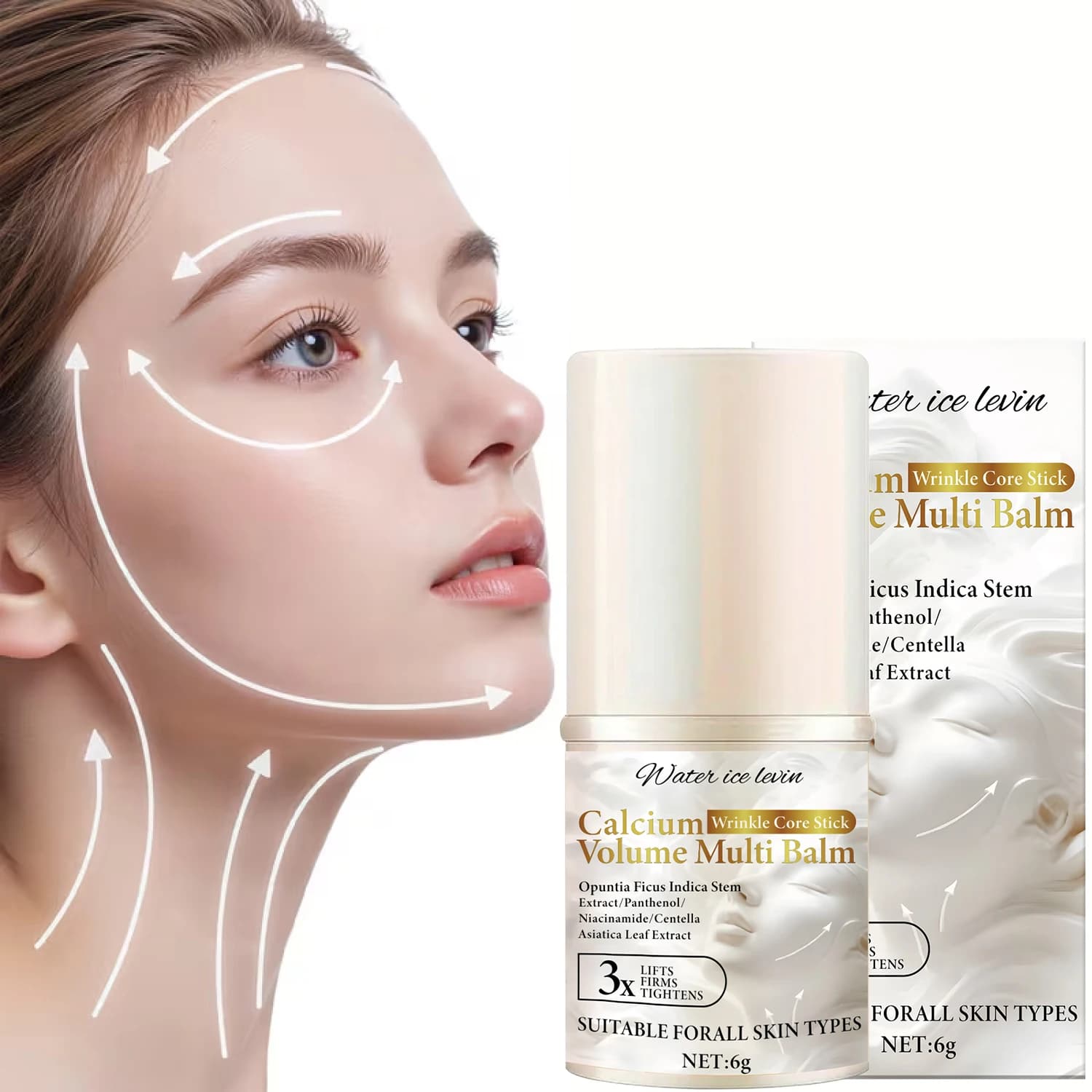Stick for neck and face care to bee venom - Multi volume balm and calcium anti-wrinkle core with collagen and plant extracts.