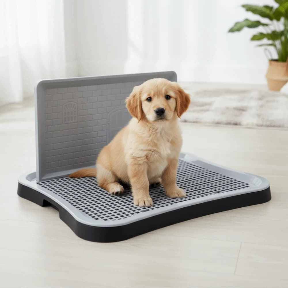 Toilette per Addestramento Cani Antispruzzo, Lettiera per Cani Staccabile e Antiscivolo, Porta Tappetini Igienici in Plastica, Accessori per Animali Domestici