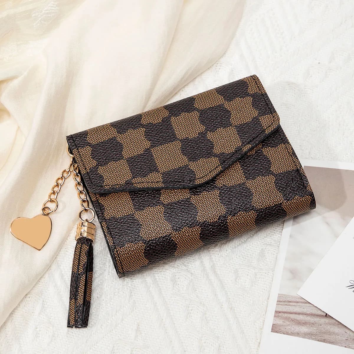 New Women's Chic Retro Card Holder Wallet Fashion Print Multifunctional Short Coin Purse PU Portable Ultra-thin Small Wallet