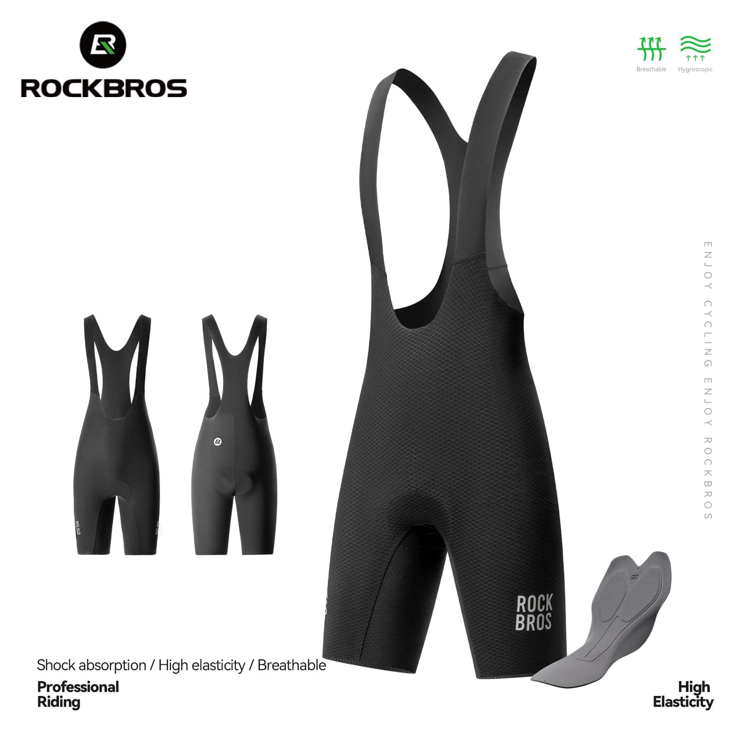 ROCKBROS Cycling Bib Shorts Sun protection Elasticity 6Hours Riding Bicycle Bib Pants Lightweight Non-slip Bicycle Shorts Tights