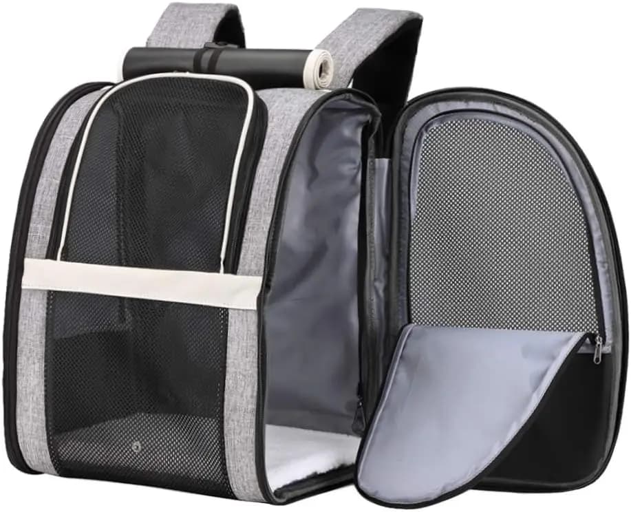 Pet Carrier Backpack with Window Blind for Small Cats Dogs, Ventilated, Safety Straps, Collapsible for Travel Hiking