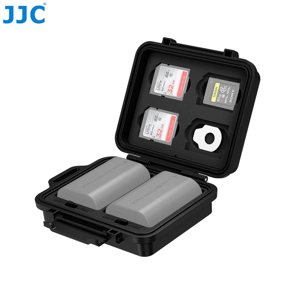 Custodia per scheda di memoria per batteria per fotocamera JJC per 4 schede SD 3 schede CFexpress tipo A Supporto per batteria per fotocamere per Sony NP-FZ100 FW50