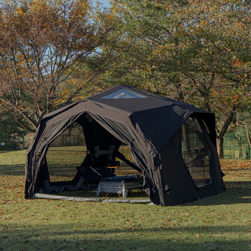 Hubshelter Pro Air Tent-Black Camping Family Portable Outdoor Glamping 4 Seasons Camping Inflatable Cotton Fabric Tent