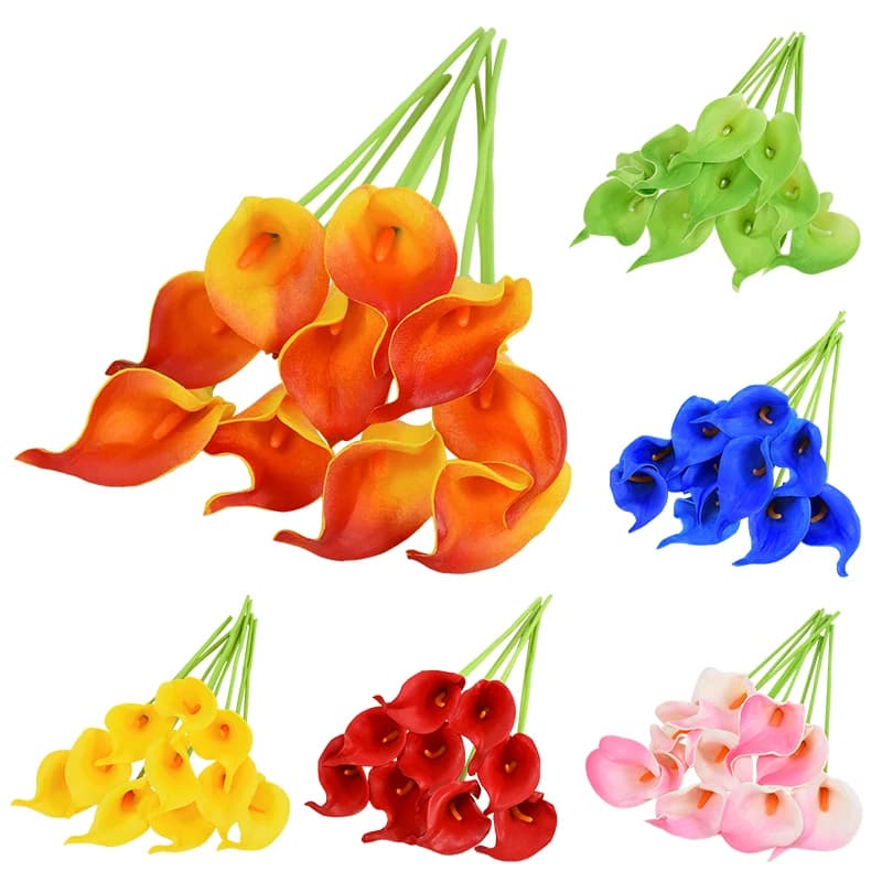 5/10 pezzi Real Touch Calla Lily Bouquet fiori nuziali artificiali per la decorazione PU centrotavola bouquet da sposa fiore finto