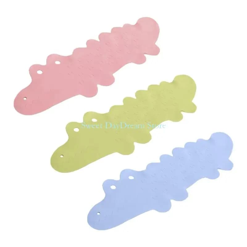 Y88C Divertente tappetino da bagno impermeabile in PVC a forma alligatore per vasca da bagno doccia sicurezza antiscivolo