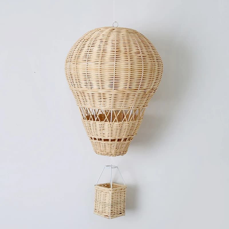 Mongolfiera intrecciata in rattan fatta a mano Decorazione della stanza dei bambini Puntelli per fotografia Ornamenti nordici da appendere alla parete Ciondolo intrecciato in rattan
