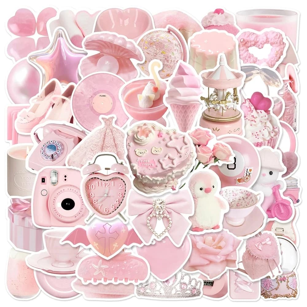 10/30/50pcs Rosa Ragazze Del Fumetto Adesivi Ins Stile Carino Decalcomanie Decorazione Graffiti Giocattoli FAI DA TE Notebook Telefono Valigia Bici Frigo