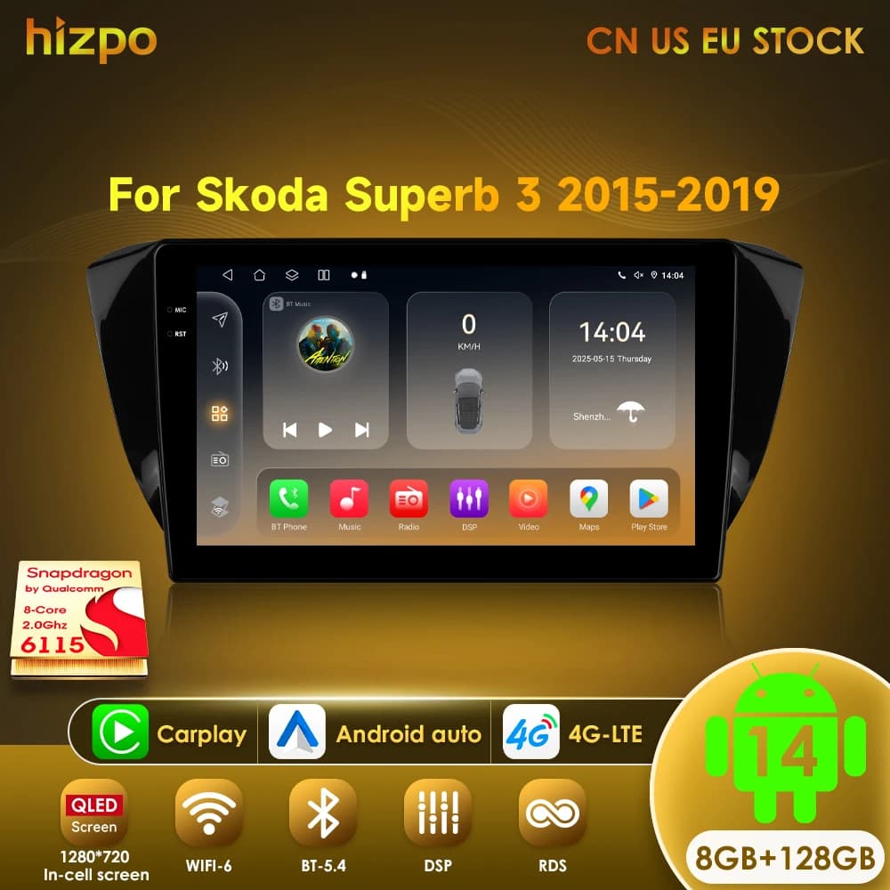 Hizpo autoradio lettore multimediale per Skoda Superb 3 2015 - 2019 navigazione Auto Radio sistemi intelligenti 2din Android Carplay