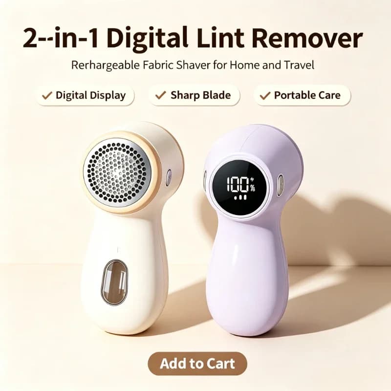 Household Lightweight Lint Remover 2-in-1 Rechargeable Digital Display Portable Fabric Shaver