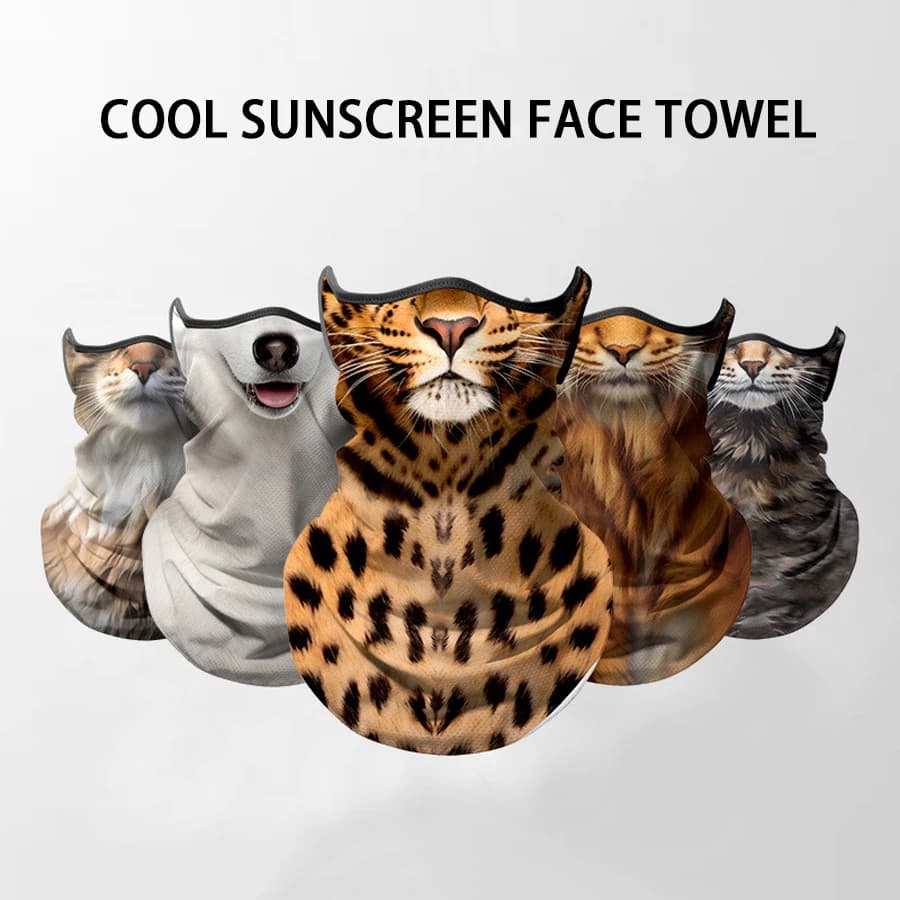 1 pcs Multifunction Scarf Breathable Silk Ice Cream for Cycling Race Riding Hiking Sports, 3D Mask with Animal Face, Refreshing Neck