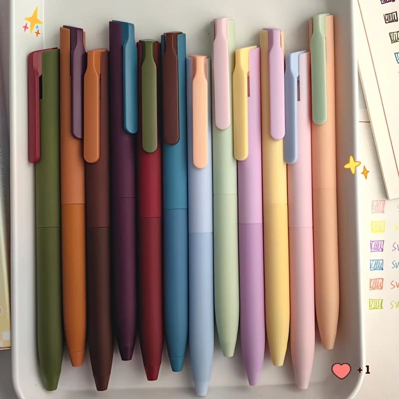 Set di 6 penne gel colorate vintage con dopamina, punta fine da 0,5 mm, materiale plastico ad asciugatura rapida per il disegno del diario e l'accoglitore di appunti
