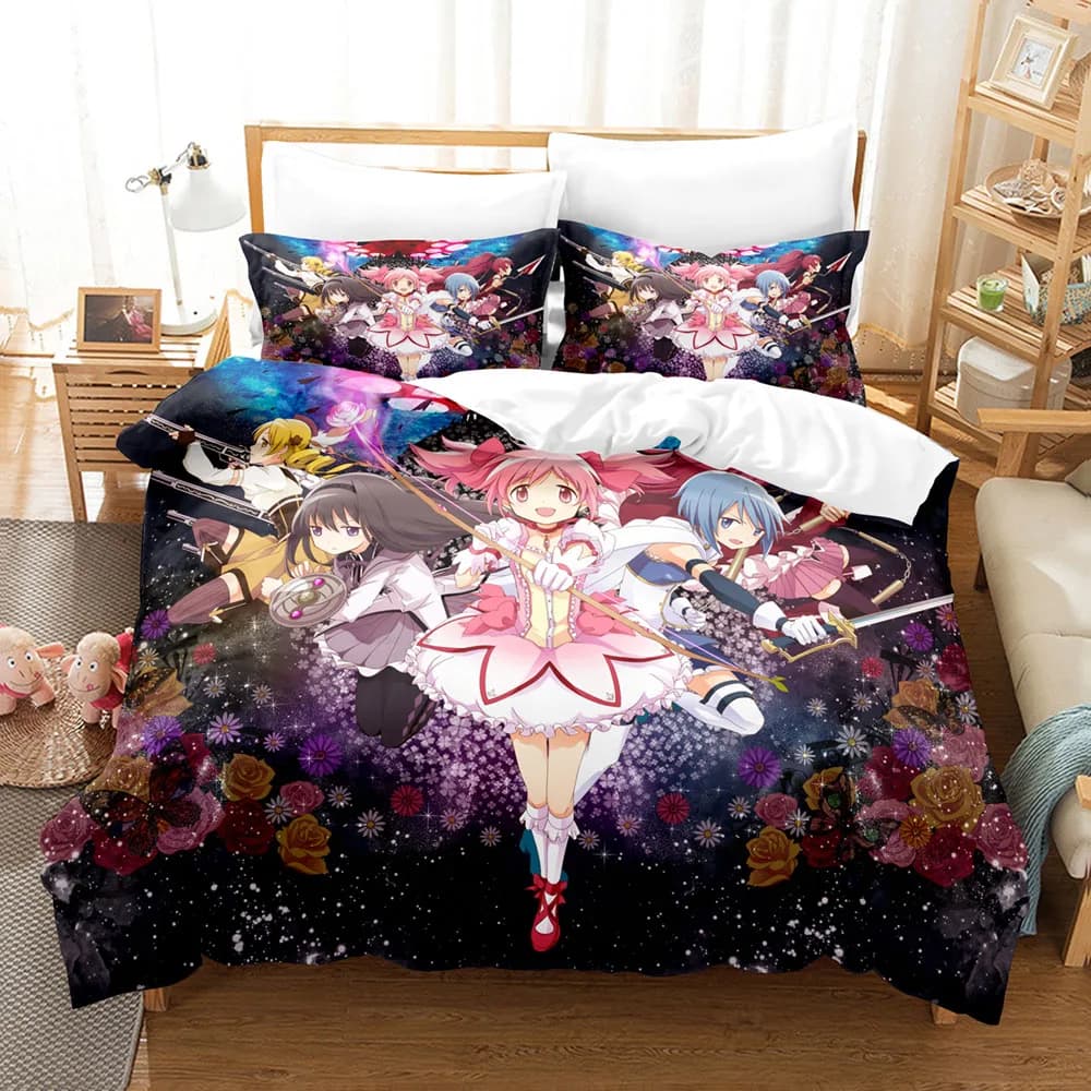 Kawaii Anime Puella Magi Madoka Magica Set of bedding Set duvet with pillowcase Twin Full Queen King Bed linen Bed linen