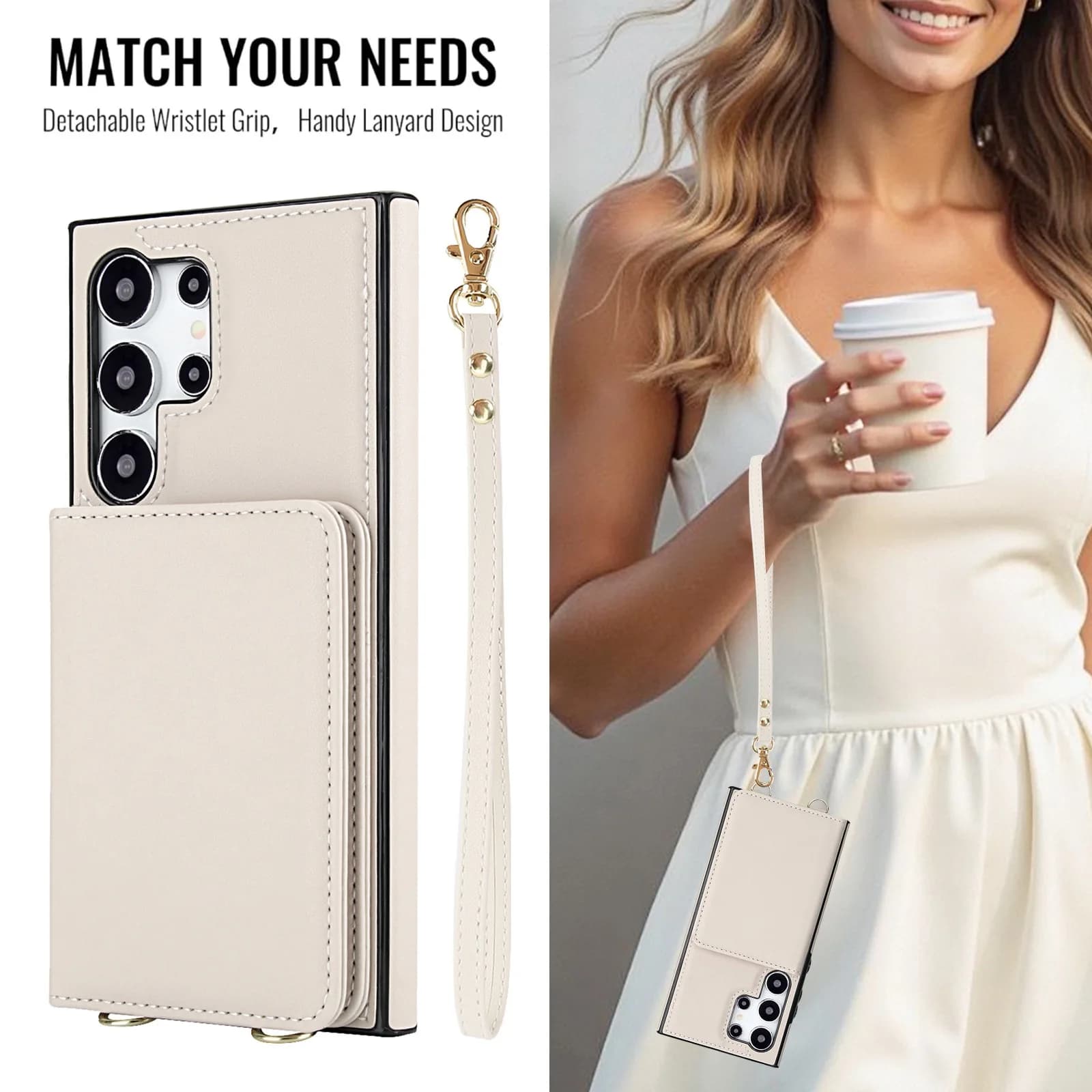 Ring Lanyard Zipper Leather Wallet Case For Samsung Galaxy A55 A15 A54 A14 A53 S25 Ultra Edge S26 S22 S23 S24 Fe Plus A16 Cover