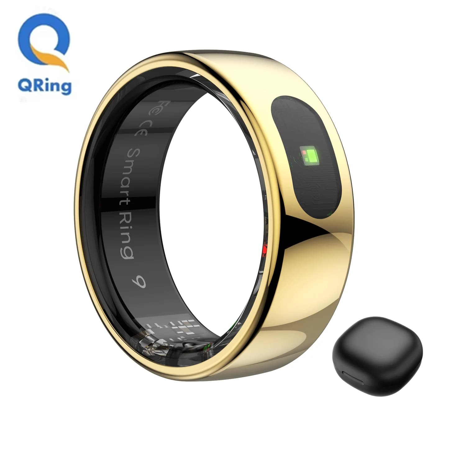 Anello Intelligente per Uomo e Donna con Custodia di Ricarica, Controllo Touch, Gestione della Salute, Impermeabile P68 5ATM, Misurazione della Temperatura Cutanea per Android e iOS