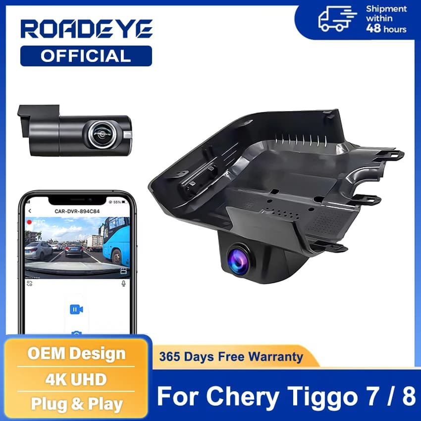 4K Front And Rear Camera Wifi DVR Dash Cam For Chery Tiggo 7PLUS ,Tiggo 8 Pro/8PRO New Energy Deluxe 2023 ,Plug And Play Car DVR