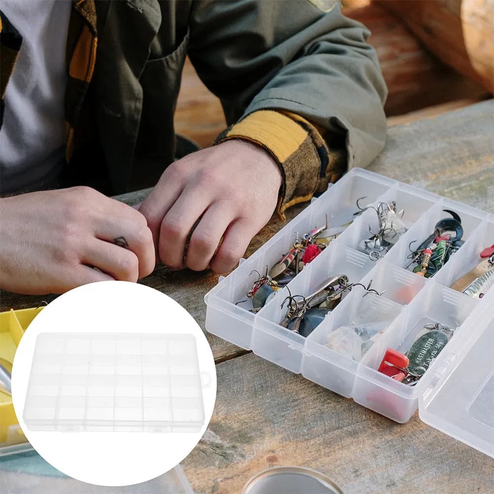 2 Pezzi Mini Scatola Porta Attrezzatura da Pesca con Divisori, Contenitore Compatto Impermeabile per Esche, Ami, Gioielli, Materiali per Artigianato e Perline
