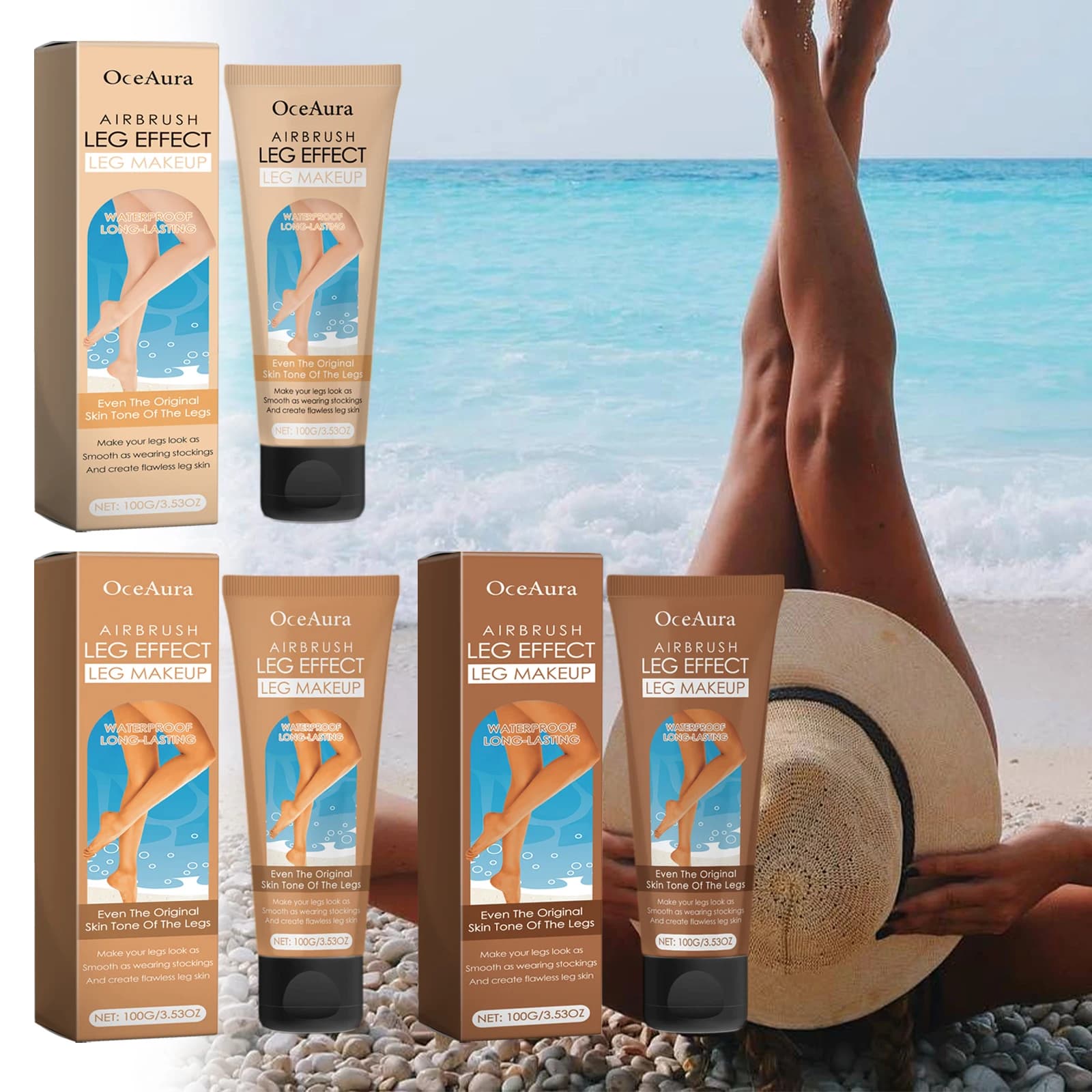 OceAura Crema nera per gambe Uniforme per prendere il sole all'aperto Crema nera idratante per la pelle in bronzo naturale