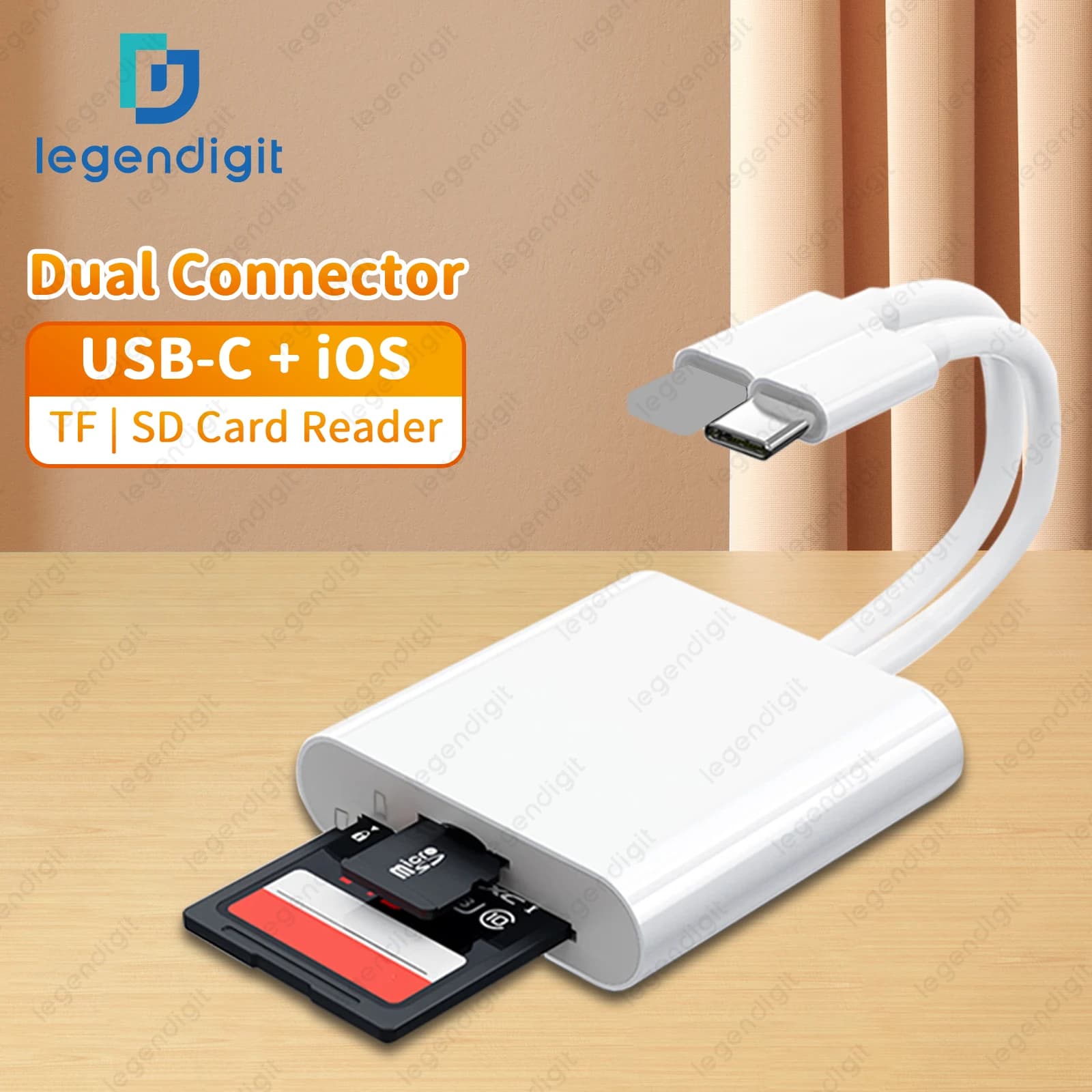 Lettore di schede SD USB C per iPhone iPad Scomparti per schede doppie Lettore di schede di memoria Micro SD Adattatore per schede SD TF Visualizzatore portatile per fotocamera da traccia