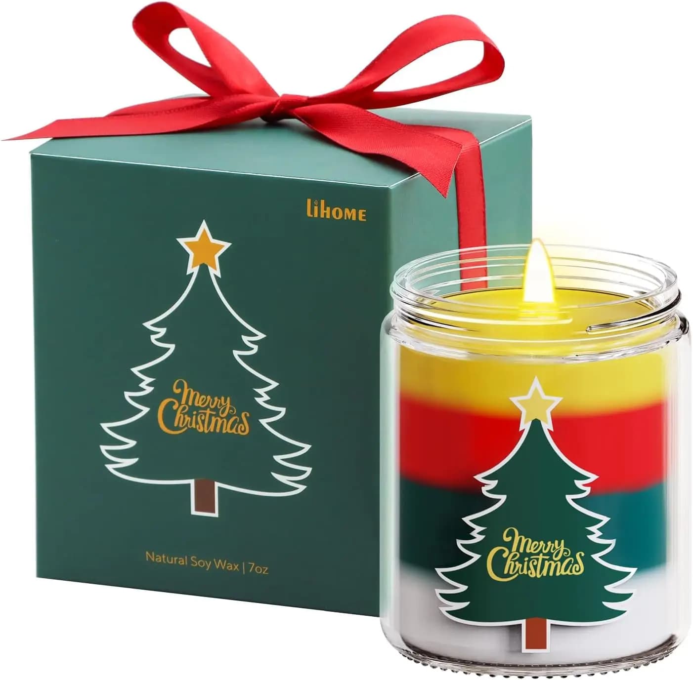 Candele Natalizie alla Vaniglia di Soia Naturale - Durata di Bruciatura Oltre 40 Ore, Regalo Ecologico per Donne