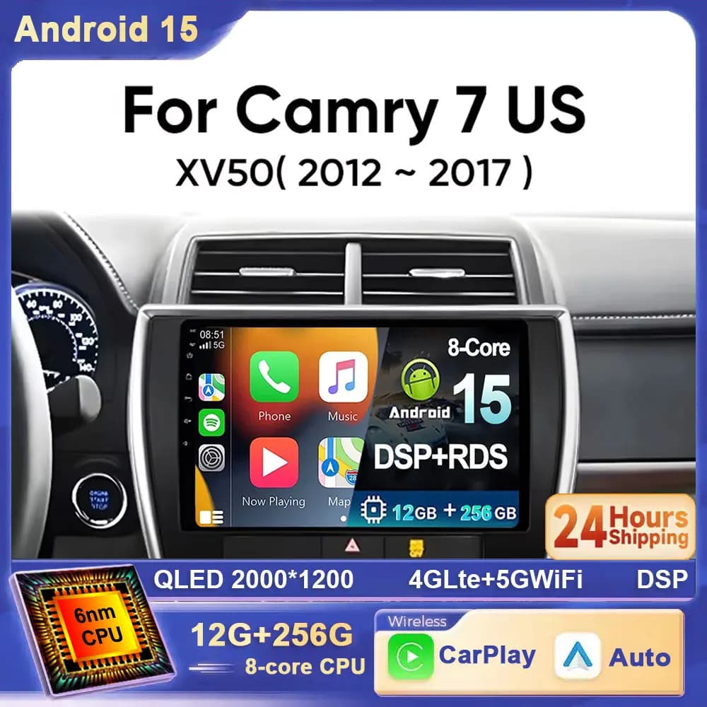 Android 15 Autoradio Per Toyota Camry 7 XV 50 55 Versione USA 2012-2017 Autoradio 4G WIFI Lettore Video Multimediale di Navigazione GPS