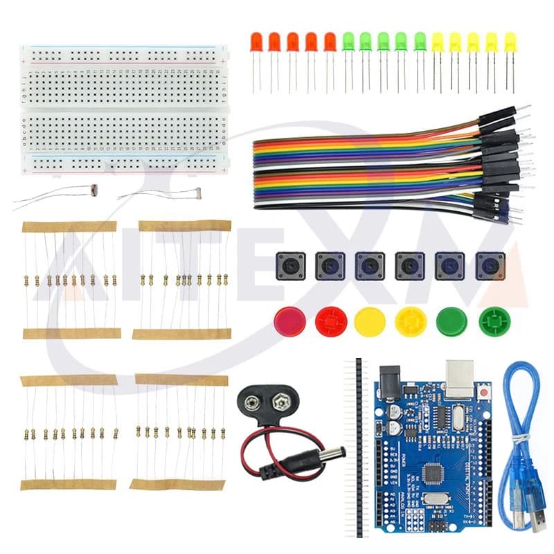 Starter Kit Per UNO R3 Mini Breadboard LED Jumper Wire Button per Arduino Per UNO KIT FAI DA TE Laboratorio di Educazione Scolastica Con Bordo