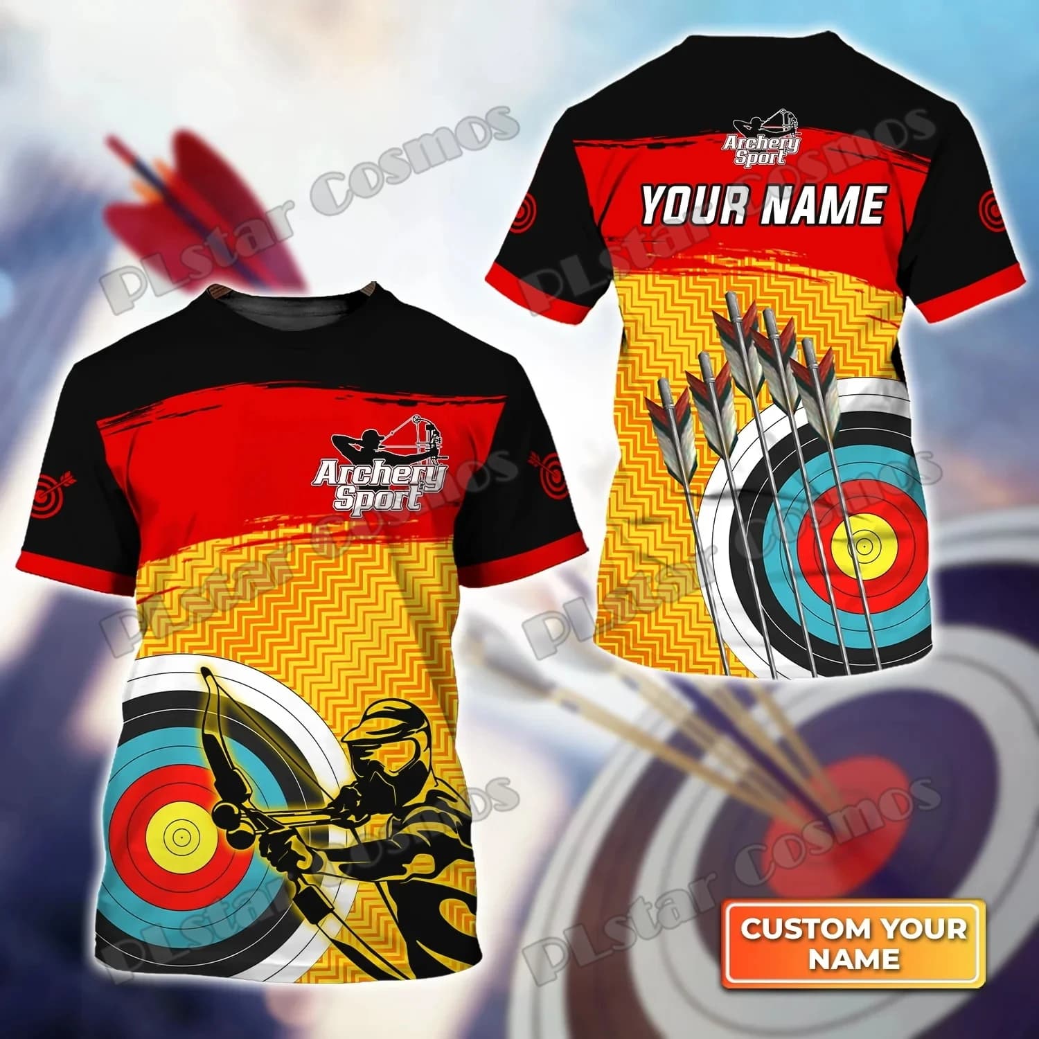 PLstar Cosmos nome personalizzato giallo tiro con l'arco bersaglio segno 3D stampato Mens T Shirt estate Unisex Casual T-Shirt regalo per Archer TX-181