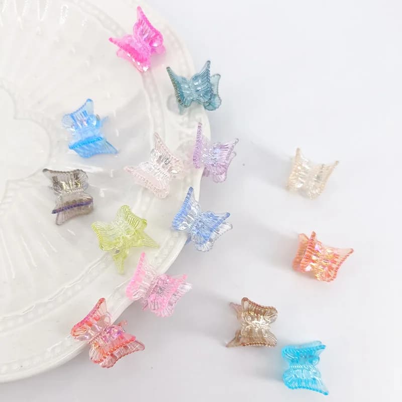 10pcs Ins Mini Butterfly Hair Claw Clips Colorful Trendy Cute Small Clips Multicolor Girls Hair Clips Hairpin Hair Accessories