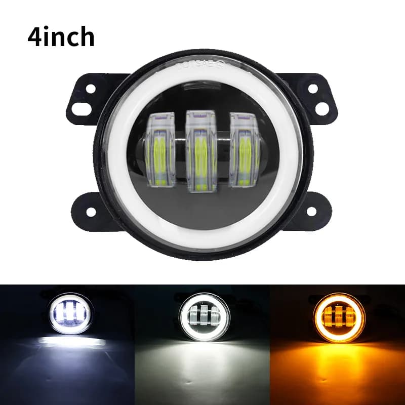 2 pezzi 3,5/4 pollici LED fendinebbia anello bianco giallo anello per fuoristrada faro Angel Eyes fendinebbia fari impermeabili