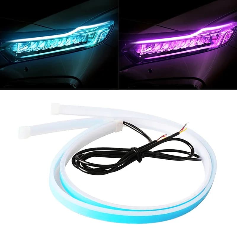 2 pezzi DRL striscia LED indicatore di direzione per auto striscia di lampada luminosa tubo flessibile luce di marcia diurna impermeabile per faro per auto 12V