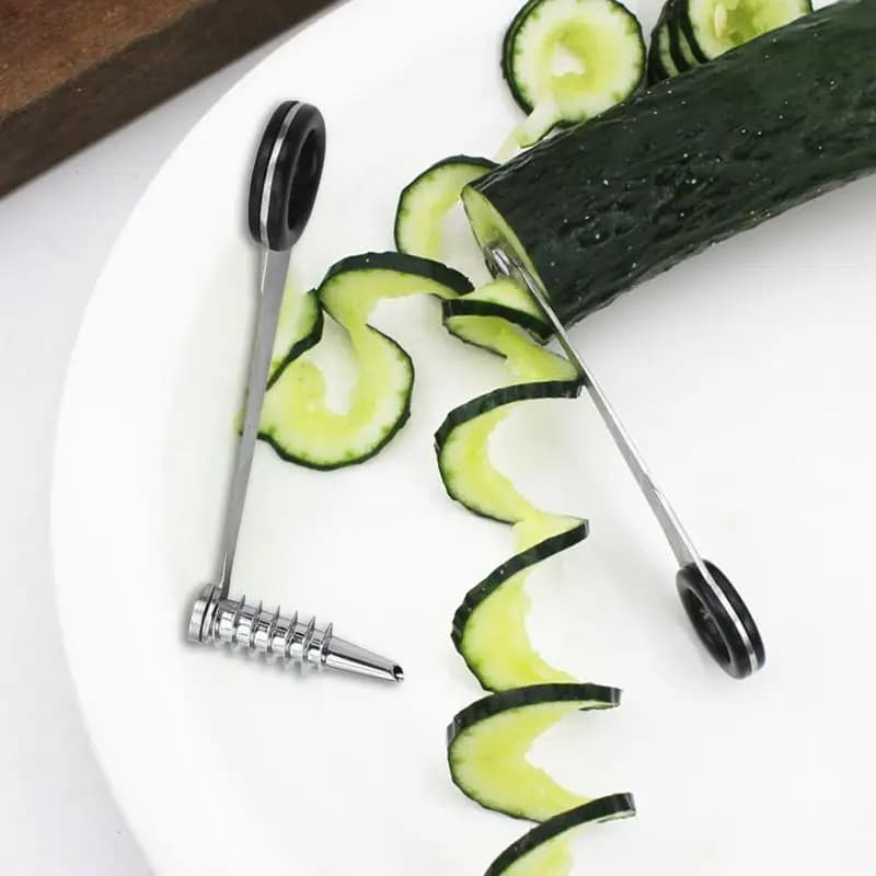 1 pz Affettatrice a Spirale Compatta e Pratica, Coltello a Spirale per Verdure, Utensile da Cucina in Acciaio Inossidabile, Arricciaverdure Manuale